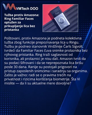 Tužba protiv Amazona: Ring Familiar Faces optužen za prikupljanje lica bez pristanka
