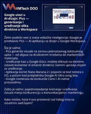 Google выходит в AI‑дизайн: Pics — генерация и редактирование изображений прямо в Workspace