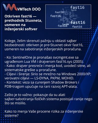 Otkriven fast16 — prethodnik Stuxneta, usmeren na inženjerski softver