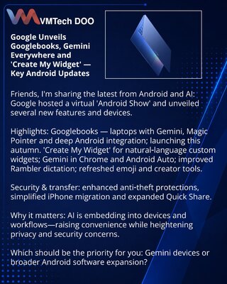 Google Unveils Googlebooks, Gemini Everywhere and 'Create My Widget' — Key Android Updates