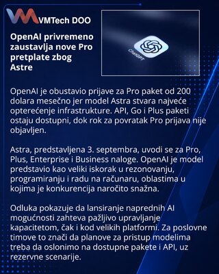 OpenAI приостановила новые подписки Pro из-за спроса на Astra