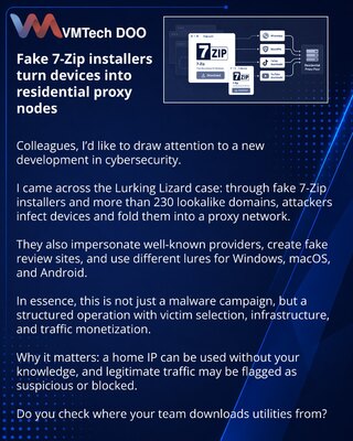 Lažni 7-Zip instalateri pretvaraju uređaje u residential proxy čvorove