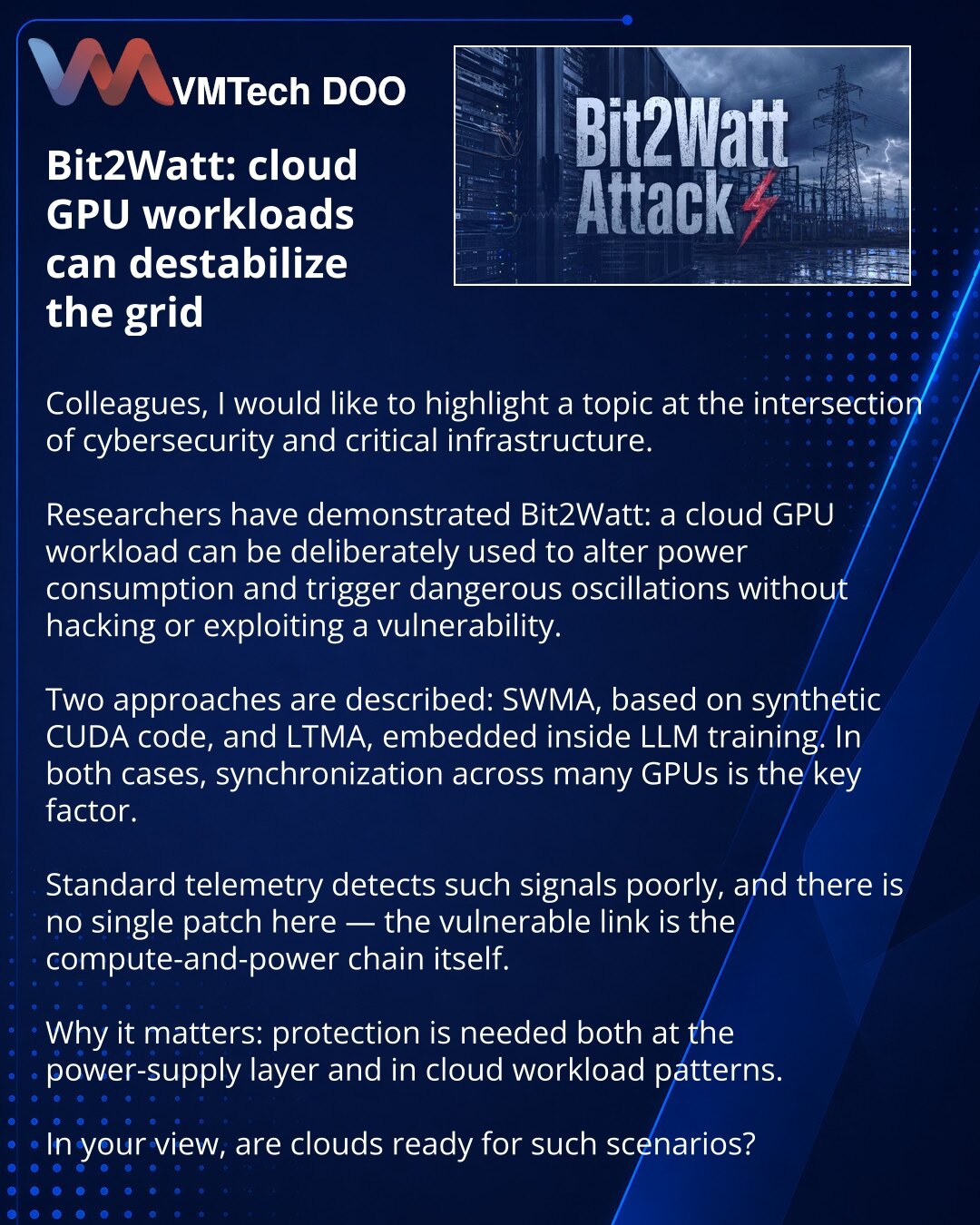 Bit2Watt: как обычные GPU-нагрузки в облаке могут раскачать энергосеть без эксплойта