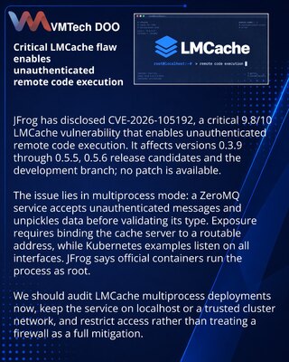 Уязвимость LMCache позволяет выполнить код без аутентификации