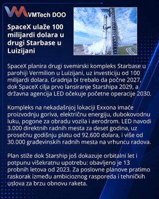 SpaceX инвестирует $100 млрд во второй Starbase в Луизиане