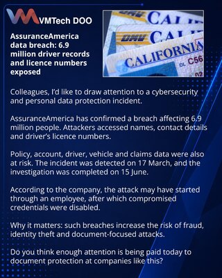 Утечка в AssuranceAmerica: данные и номера водительских прав 6,9 млн человек под ударом