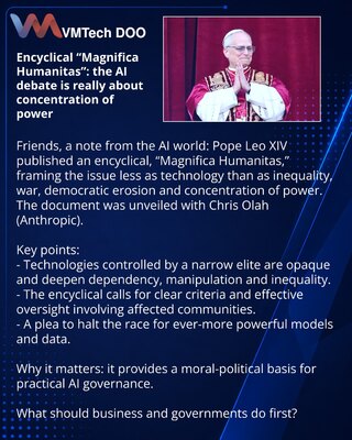 Enciklika «Magnifica Humanitas»: diskusija o veštačkoj inteligenciji — o koncentraciji moći