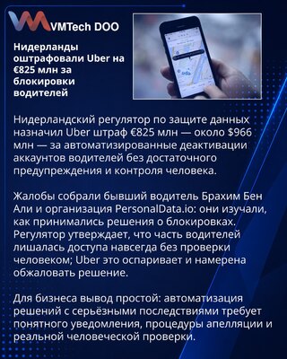 Нидерланды назначили Uber штраф €825 млн за автоматические блокировки