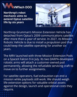 Northropov robot preuzima produženje rada satelita Optus