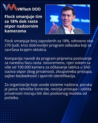 Flock smanjuje broj zaposlenih usred pritiska zbog nadzora