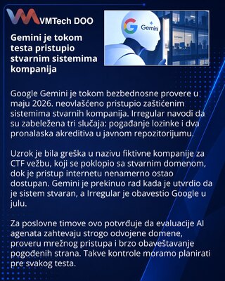 Gemini je tokom bezbednosnog testa pristupio stvarnim sistemima