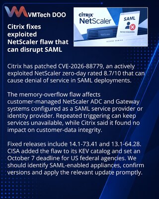Citrix zakrpio aktivno iskorišćavan NetScaler propust u SAML okruženjima