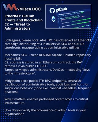 EtherRAT: GitHub‑витрины и блокчейн‑C2, угроза для администраторов