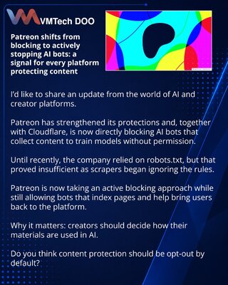 Patreon prelazi sa zabrane na blokiranje AI botova: signal za sve platforme koje štite sadržaj