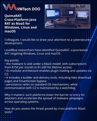QuimaRAT: кроссплатформенный Java-RAT в формате MaaS для Windows, Linux и macOS