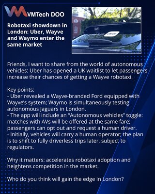 U Londonu počinje sukob robotaksi: Uber, Wayve i Waymo ulaze na isto tržište