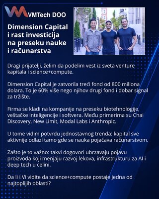 Dimension Capital i rast investicija na preseku nauke i računarstva