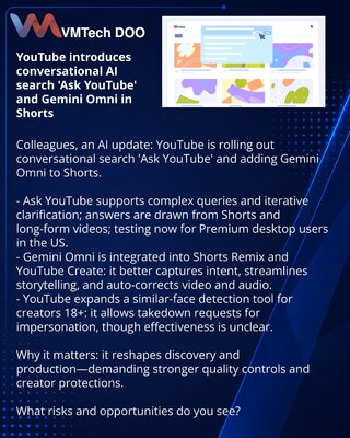 YouTube вводит диалоговый AI-поиск «Ask YouTube» и интегрирует Gemini Omni в Shorts