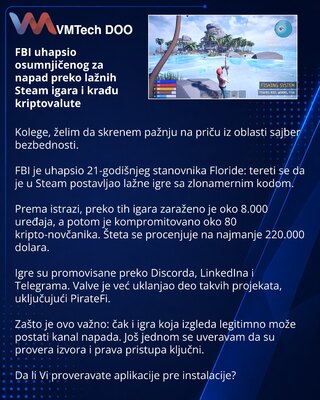 FBI арестовало подозреваемого в атаке через фейковые игры Steam и краже криптовалюты