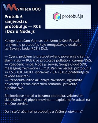 Proto6: шесть уязвимостей в protobuf.js приводят к RCE и DoS в Node.js