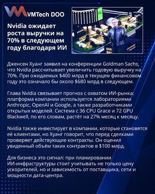 Huang ponovio procenu da Nvidia može rasti 70% naredne godine