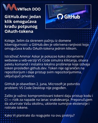 GitHub.dev: jedan klik omogućava krađu potpunog OAuth-tokena