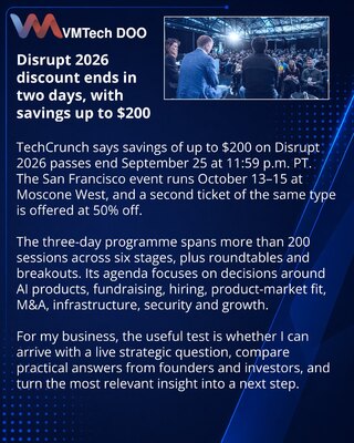 TechCrunch Disrupt 2026: rok za popust ističe za dva dana