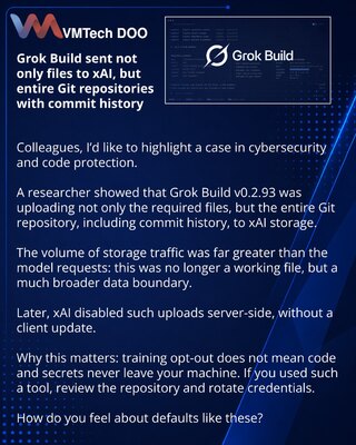 Grok Build sent not only files to xAI, but entire Git repositories with commit history