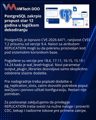 PostgreSQL fixes logical decoding code-execution flaw