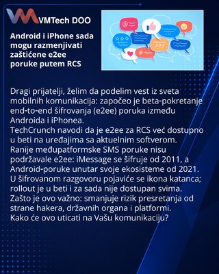 Android i iPhone sada mogu razmenjivati zaštićene e2ee poruke putem RCS