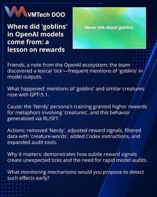 Odakle su se u modelima OpenAI pojavili „goblini”: lekcija o nagradama