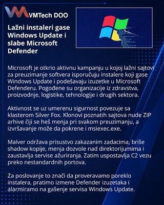 Фальшивые установщики программ отключают Windows Update и Defender