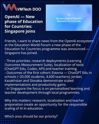 OpenAI — novi etap programa Education for Countries: Singapur se pridružio