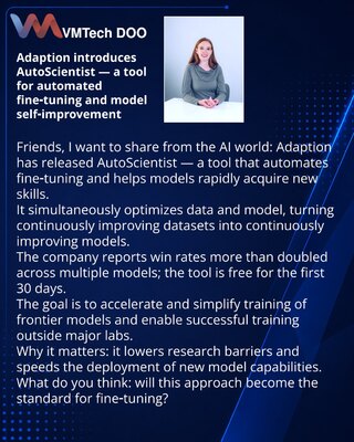 Adaption predstavila AutoScientist — alat za automatski fine‑tuning i samo‑usavršavanje modela
