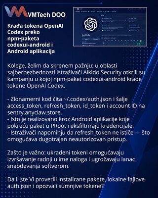 Кража токенов OpenAI Codex через npm‑пакет codexui-android и Android‑приложения