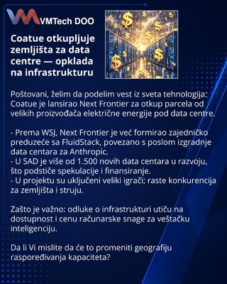 Coatue otkupljuje zemljišta za data centre — opklada na infrastrukturu