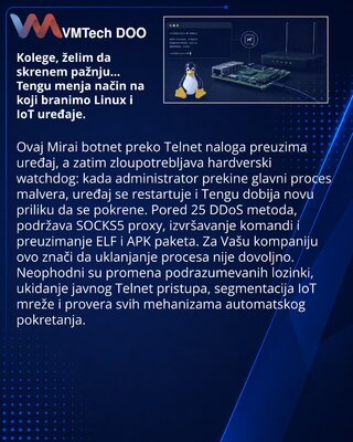 Tengu koristi hardverski watchdog za ponovno pokretanje zaraženih Linux uređaja