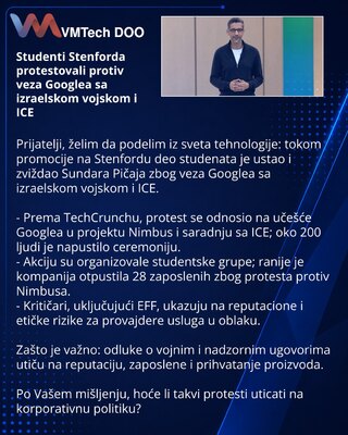 Studenti Stenforda protestovali protiv veza Googlea sa izraelskom vojskom i ICE