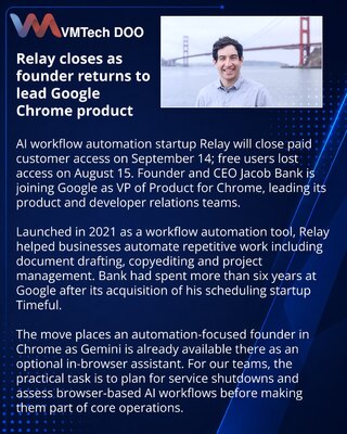 Relay to close as founder Jacob Bank takes Chrome product role at Google