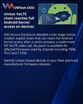 Уязвимость Unisoc через VoLTE открывает доступ к ядру Android