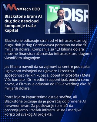 Blackstone vidi AI dug kao podršku infrastrukturi, ne kao sistemski rizik