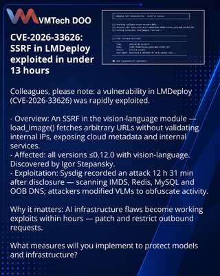 CVE-2026-33626: SSRF u LMDeploy iskorišćen za manje od 13 sati