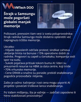Štrajk u Samsungu može pogoršati globalni manjak memorije
