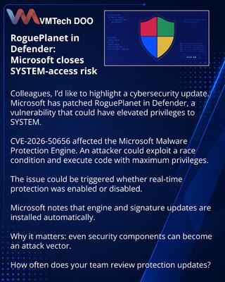RoguePlanet in Defender: Microsoft closes SYSTEM-access risk