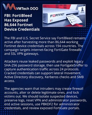 ФБР: кампания FortiBleed собрала 86 644 учётные данные Fortinet