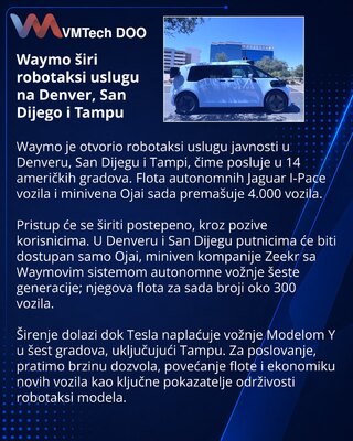 Waymo otvorio robotaksi uslugu u tri nova američka grada