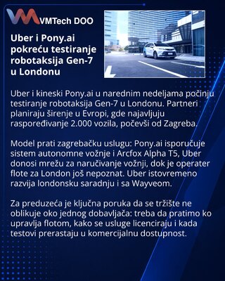 Uber и Pony.ai начнут тестировать роботакси Gen-7 в Лондоне