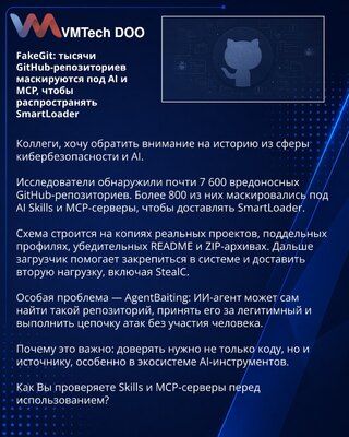 FakeGit: тысячи GitHub-репозиториев маскируются под AI и MCP, чтобы распространять SmartLoader