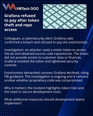 Grafana odbila da plati nakon krađe tokena i pristupa repozitorijumima