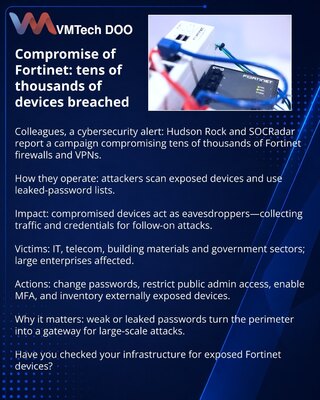 Compromise of Fortinet: tens of thousands of devices breached